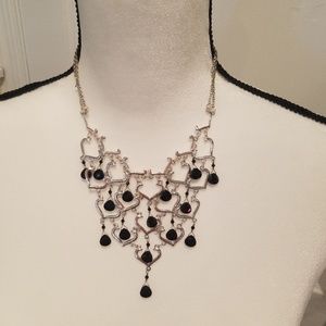 Black and Silver Chandelier Necklace